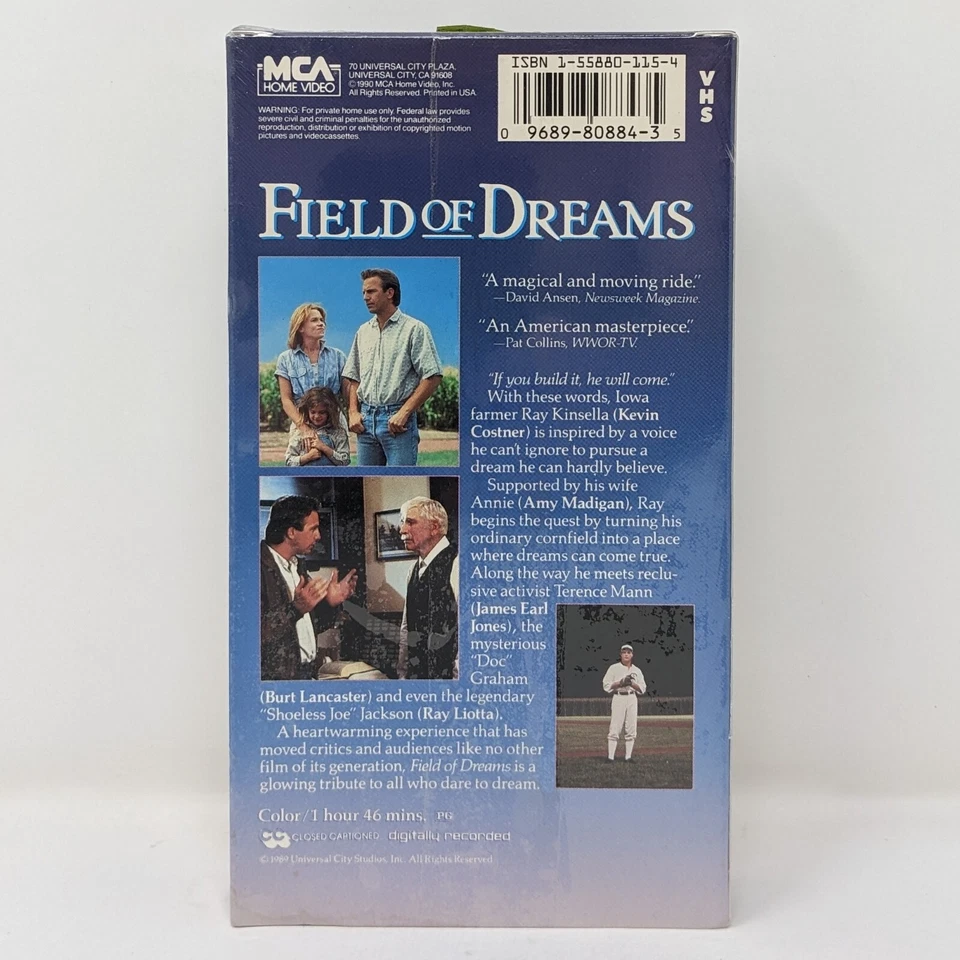 Field of Dreams (VHS, 1990) ITA Platinum Video Award NEW SEALED MCA Watermarks - Image 2 of 4
