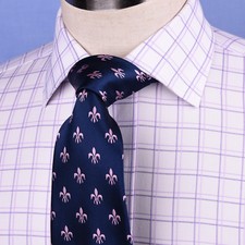 Purple Plaids Checks Designer Formal Business Dress Shirts SIngle Cuff Fashion