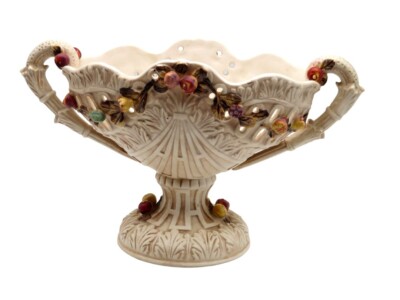 Vintage Lenwile Ardalt Artware Passion Flower Fruit Vine Pedestal Bowl Japan