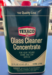 VINTAGE TEXACO GLASS CLEANER METAL CAN 1 QT. EMPTY Very Nice Shape!