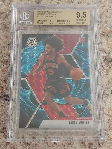 2019-20 Panini Mosaic Coby White Genesis Prizm SSP BGS 9.5 RC 211 Chicago Bulls