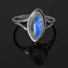 Solid 925 Sterling Silver Natural Labradorite Ring Gemstone Gift For Her A 3