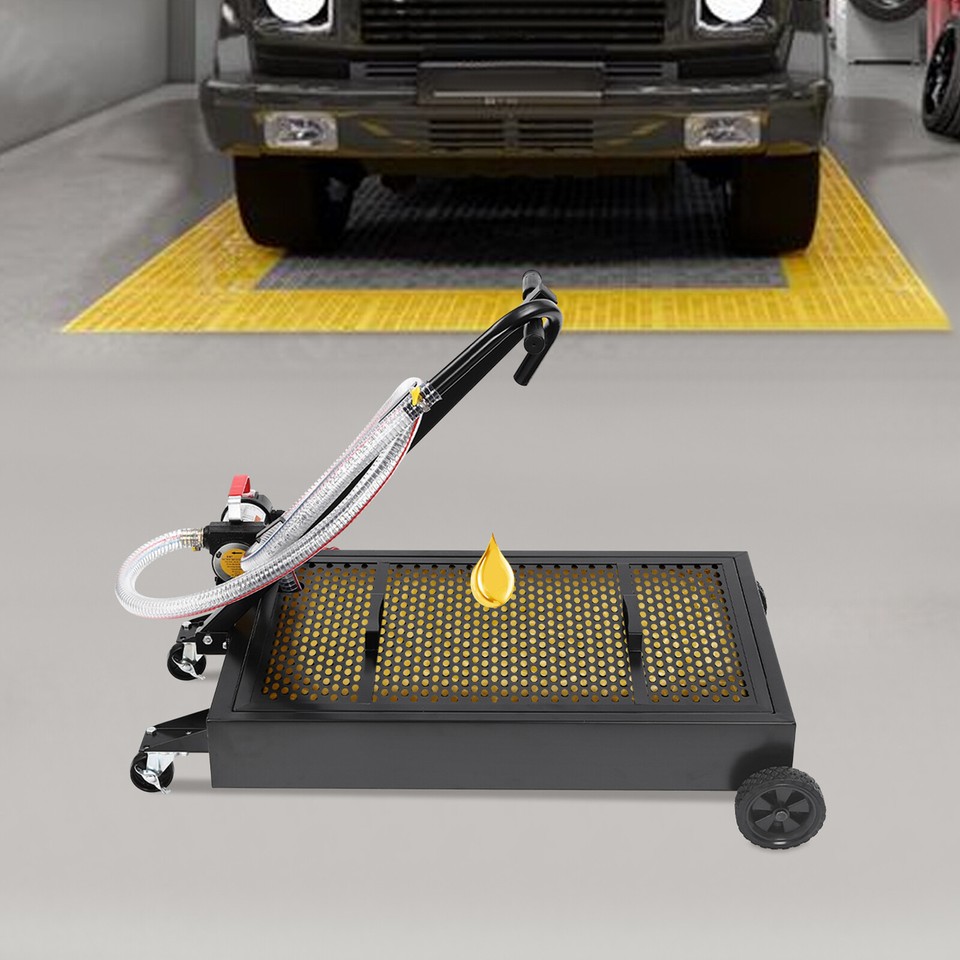 17 Gallon Oil Drain Pan and Electric Pump Oil Drain Pan Cart 7.2ft Soft