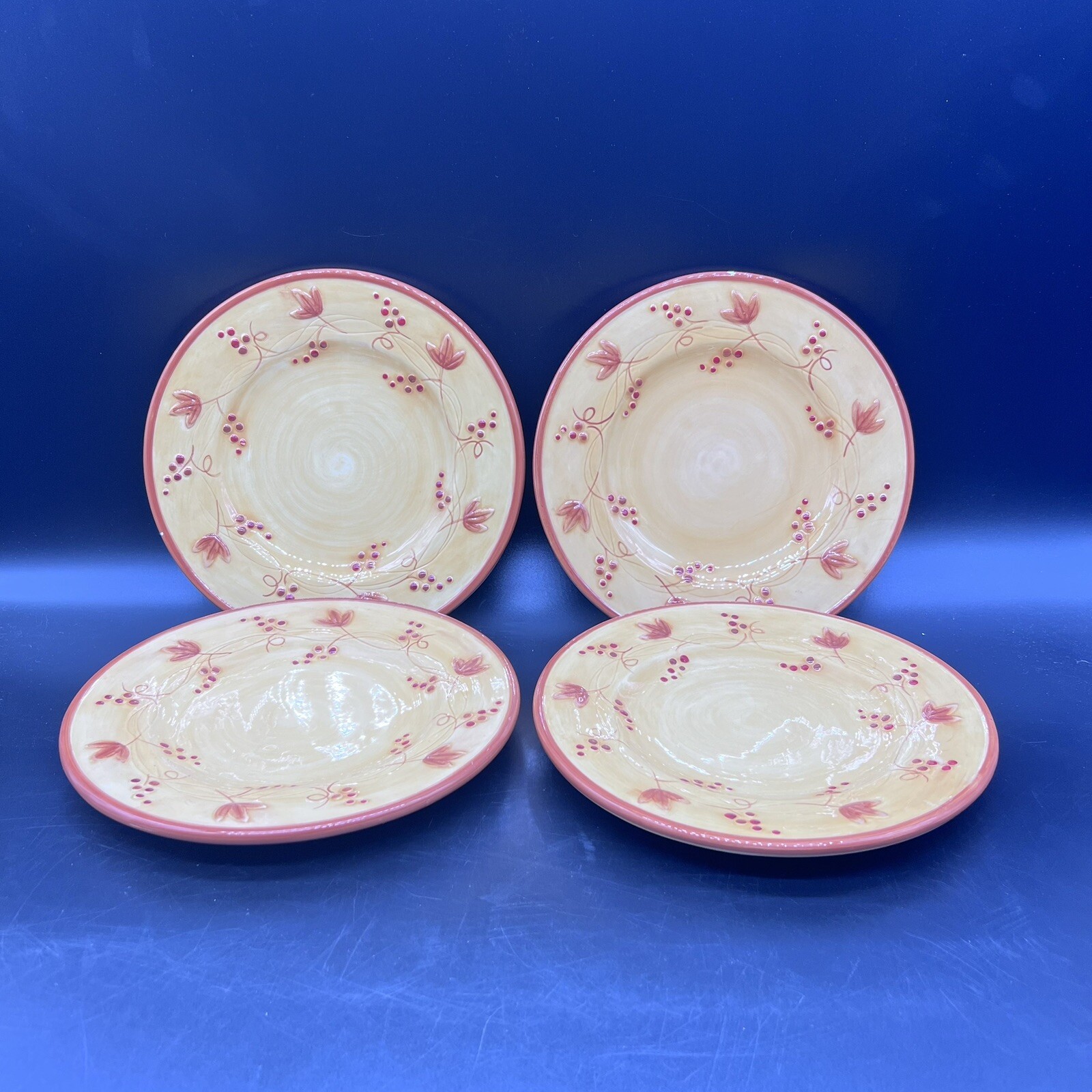 Set of 4 Fitz And Floyd Del Vino Grapevine Luncheon Salad Plates 8.75 inch