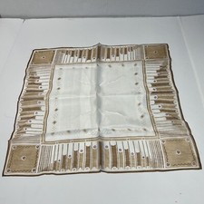 Vintage Silk Scarf Art Deco Geometric 17x17 Very Fine Sheer Neutral Tones