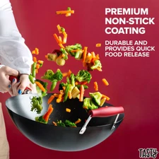 Carbon Steel Non-Stick 14" Stir Fry Pan/Wok Kitchen Cooking Skillet Cookware