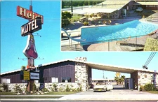 Heidi Motel by Disneyland Anaheim California CA Old Car Pool Multiview Postcard