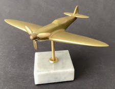 VINTAGE BRASS WW2 ?SPITFIRE? DESK MODEL MARBLE MOUNT