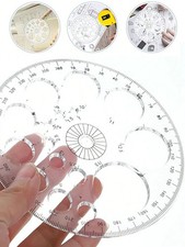 1pc Full Circle Colorful 360° Protractor Round Template Ruler for Drawing-UK