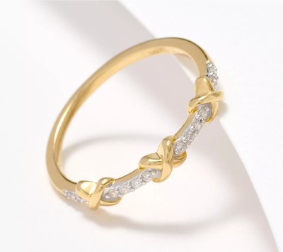 Affinity Diamant X Ring, 0,08cttw, gelbes Sterlingsilber, Größe 6