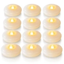 12 Pack 3” Flameless Led Floating Candles, 201 Hour White Battery Operate Wat...
