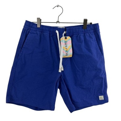 Baja Llama Shorts Mens Medium 32 Royal Blue Chino Elastic Pockets Casual 7'' NWT