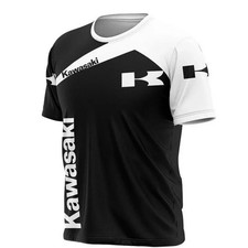 Black White Men's Summer New Motorcycle 3D Printing Round Neck T-Shirt S-5XL