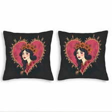 Elegant Floral Crown Heart - Shaped Throw Pillow Covers - Set of 2 18x18in