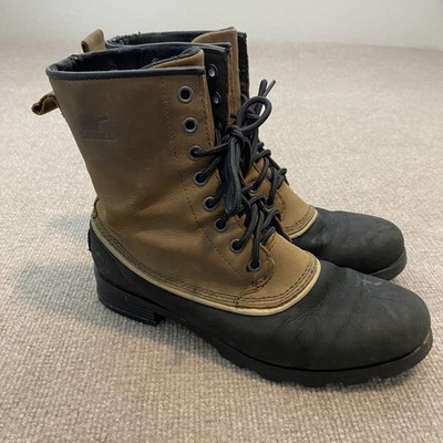 Sorel Snow Boots Womens Size 8.5 Leather Waterproof Mid Calf Lace Up NL2648-245