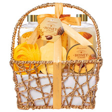 Mothers Day Birthday Spa Gifts for Women, 8Pcs Honey Almond Bath Gift Set for Wo