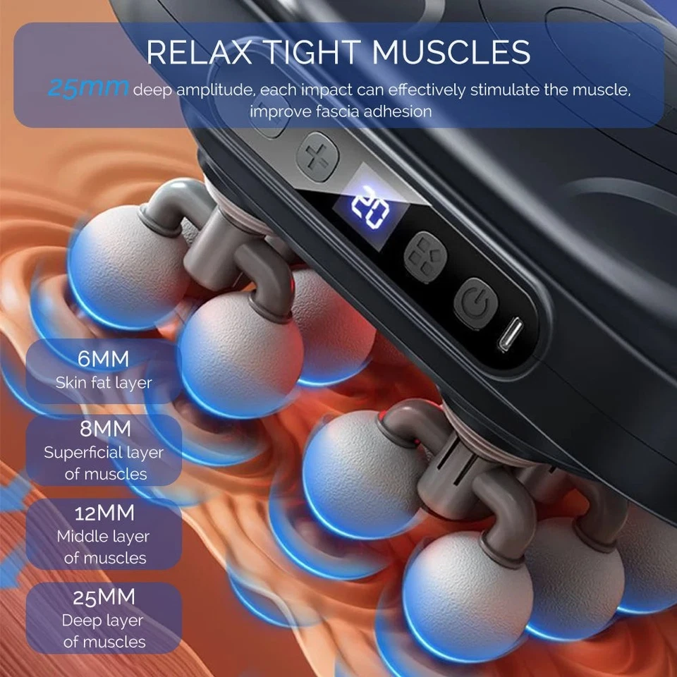 16-Head Deep Tissue Massage Gun with Heat & Red Light Therapy - Image 4 of 4