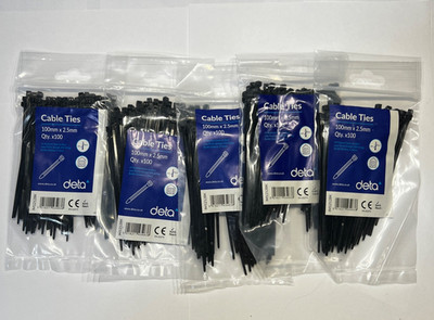 100 mm 2,5 mm Kabelbinder 100 Stück schwarz Nylon Deta Marke Elektro Zip Tie