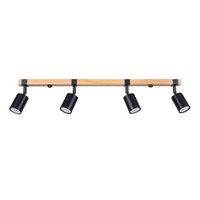 Deckenstrahler Holz Stahl Schwarz GU10 Verstellbar Flur 88 Cm Deckenleuchte BüRo