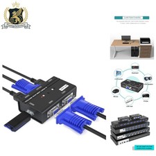 Versatile 2 Port USB VGA KVM Switch with Cables - Perfect for Dual Systems