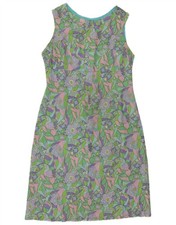 VINTAGE Womens Sleeveless Sheath Dress UK 12 Medium Green Floral VJ06