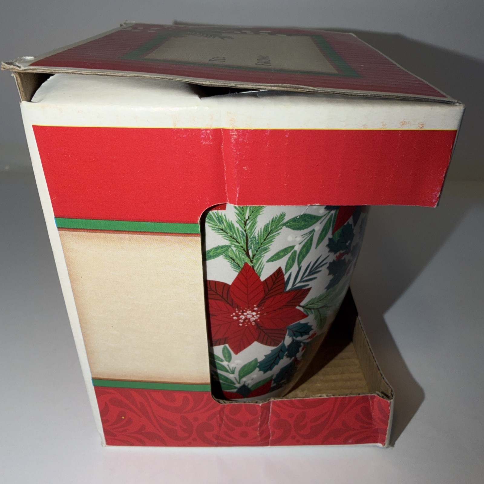 NIB Holiday Mug 14oz Poinsettia Christmas Greenbrier International Royal Norfolk