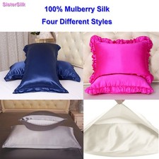 100 Mulberry Silk Zipper Envelope Ruffled Pillowcase Pillow Case Cover Shams