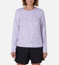 Hang Ten Women's Long Sleeve Rash Guard Shirt UPF 50 Sun Tee Purple, Size Small
