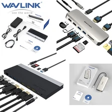 WAVLINK USB C Laptop Docking Station Triple Display Dock Dual HDMI 4K@60Hz DP
