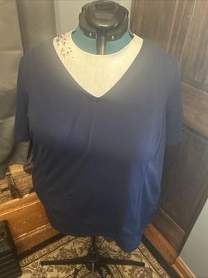 Livi for Lane Bryant Women's Navy Blue Short Sleeve V-Neck Top Size 22/24w
