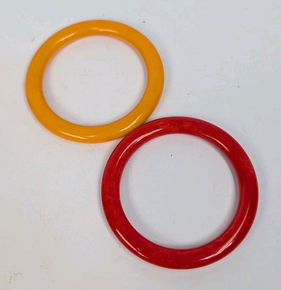 2 Vintage MCM Marbled Bakelite Stackable Bangle B… - image 5