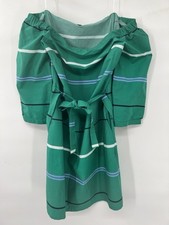 Ann Taylor Women’s Linen Shift Dress Size 2 Striped Green Pockets Belt cotton