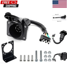 AUTOXBERT 4 Pin Flat to 7 Way Round Blade Trailer Plug Adapter RV Tow Truck Ligh