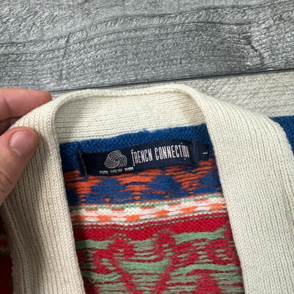 Cárdigan tejido French Connection estampado 100 % lana multicolor mujer grande Foto 4 de 4