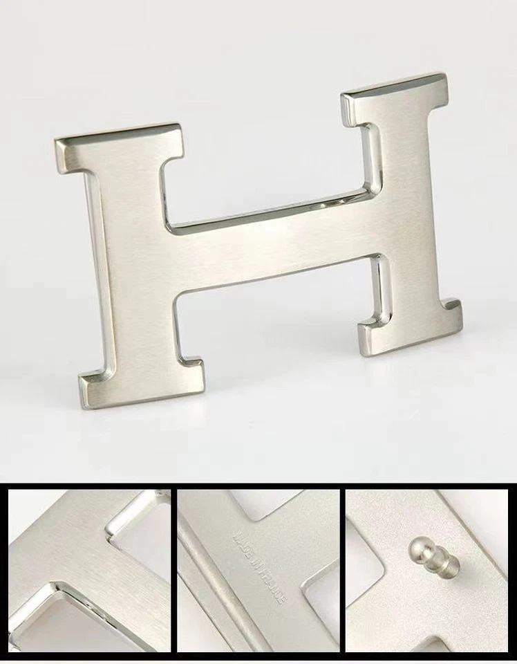 Hebilla de cinturón Constance estilo H plata cepillada 38 mm Foto 4 de 4