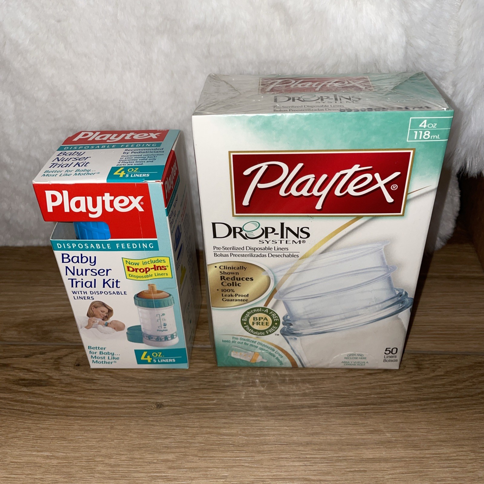 Vintage Playtex Nurser 4oz BLUE Baby Bottle Flat Top Latex N