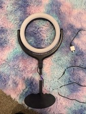 Adjustable LED Ring Light Black AC-Powered Photo Studio White Warm Light Stand