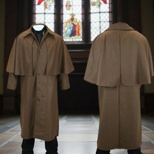 Men's Inverness Cape - 100 wool, Halloween brown coat, gothic brown coat