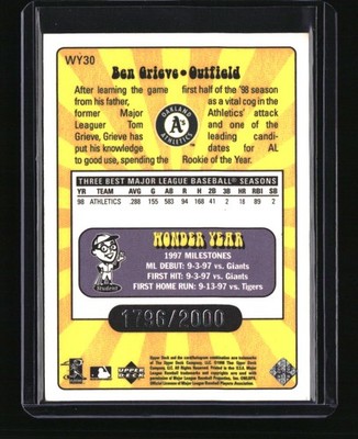 upperwest999ページ 1999 Upper Deck #WY30 Ben Grieve Wonder Years Double #/2000 | eBay