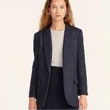 J. Crew Alfie Blue Herringbone Blazer English Wool Relaxed Modern Classic Sz 4