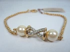 D'Orlan Gold Plated Bracelet with Swarovski Crystals & Pearls - 7" - 8926