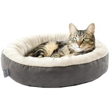 Luxury Round Donut Pet Bed for Cats  Small Dogs   20in Water-Resistant Gray