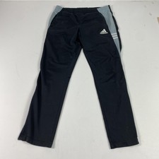 Adidas Track Pants Womens Small Black Gray 3 Stripe Ankle Zip Running Training