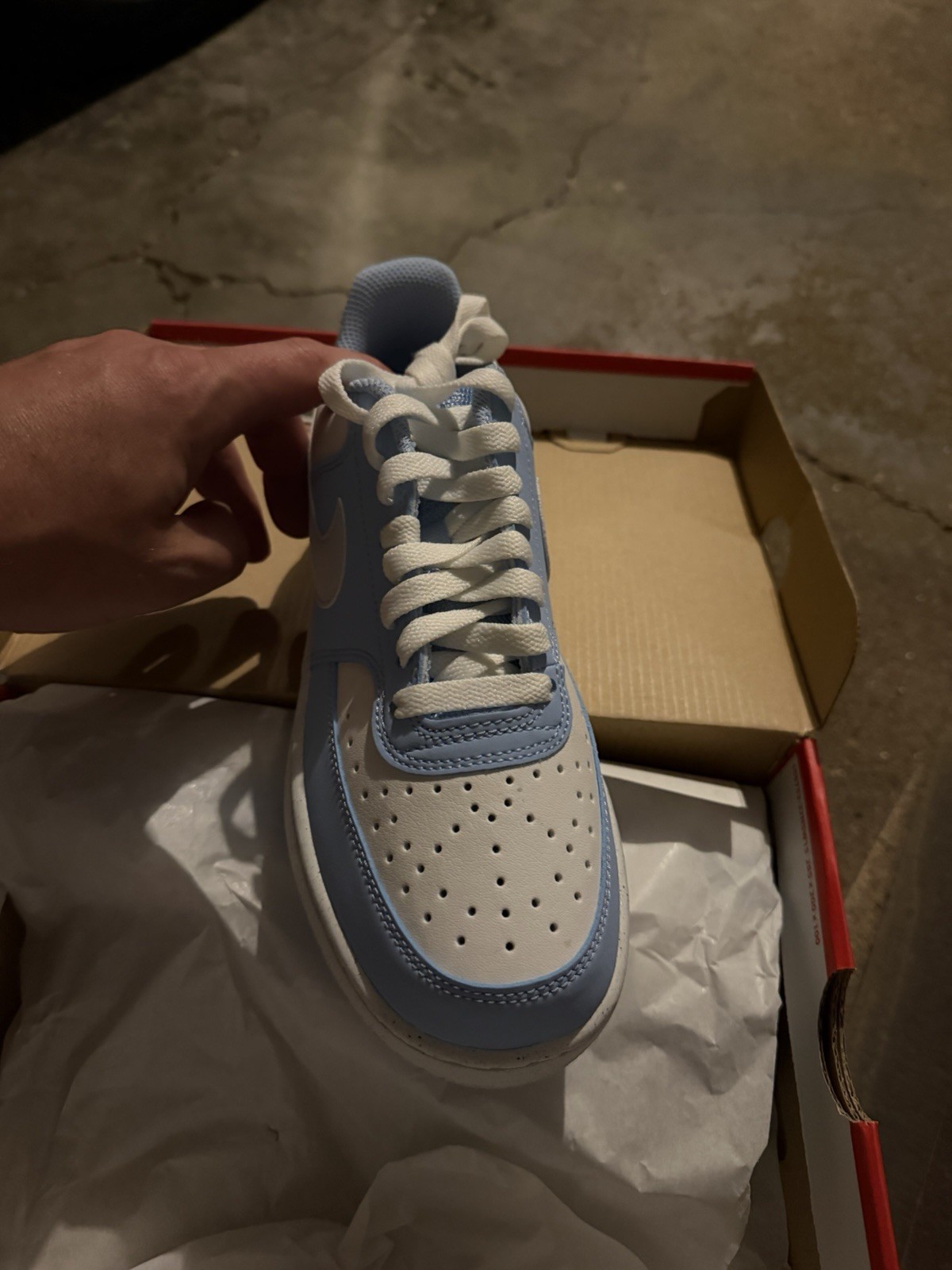 Brand New Nike Court Vision Low Sneakers Sz 8W/6.5M White/Blue IM1652-100 w/box! image 4