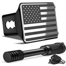 Heavy American Flag Metal Trailer Hitch Cover for 2 Inch Receivers with 5/8-...