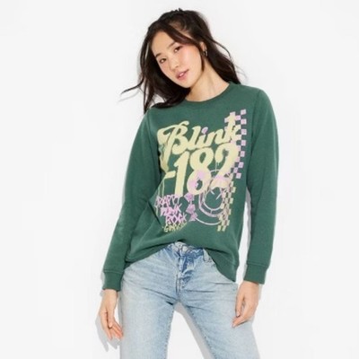 Blink 182 Women's Graphic Sweatshirt Green Size XS