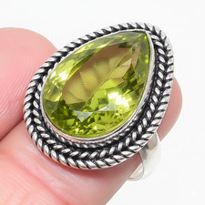 Peridot Gemstone Handmade 925 Sterling Silver Jewelry All Size Ring For Gift
