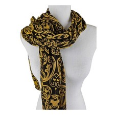 DISNEY PARKS RARE MICKEY SCARF   GOLD  BLACK   100 RAYON   PARKS EXCLUSIVE