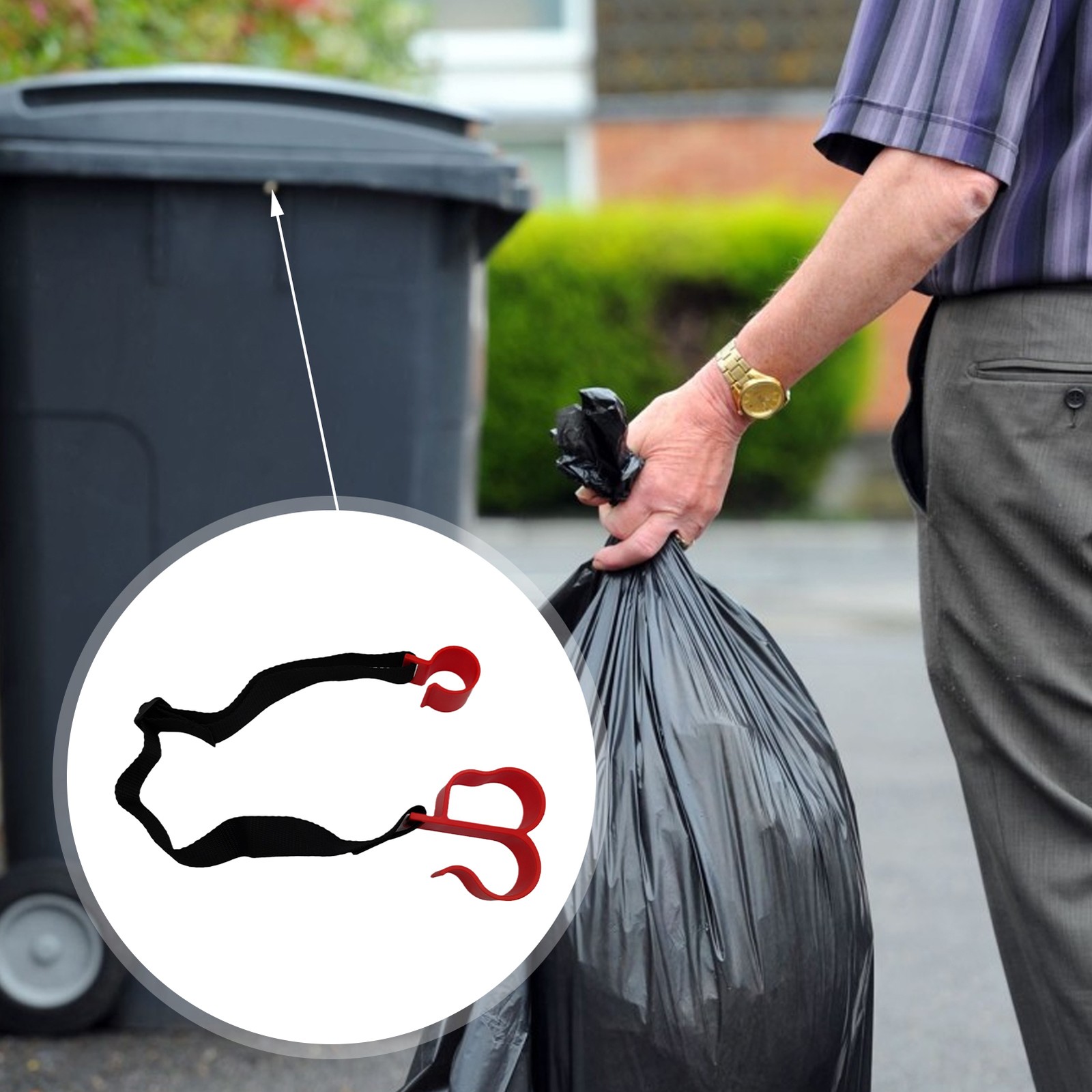 Wheelie Trash Bin Can Lid Lock For Animals, Adjustable Trash Can Bands Can