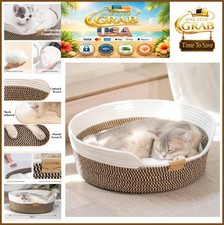Handwoven Cat Basket Bed Indoor Cooling Cushion Cotton Rope Scratching Storage
